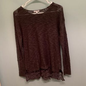 Grey Lace Sweater Size Medium